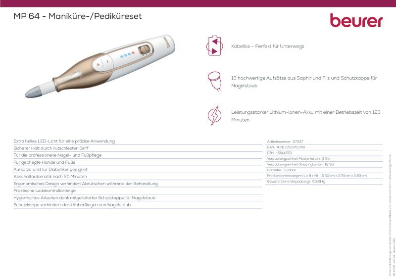 Datenblatt Beurer MP64