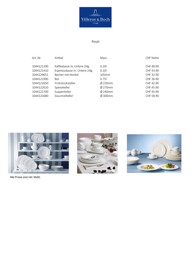 Datenblatt Villeroy & Boch Royal