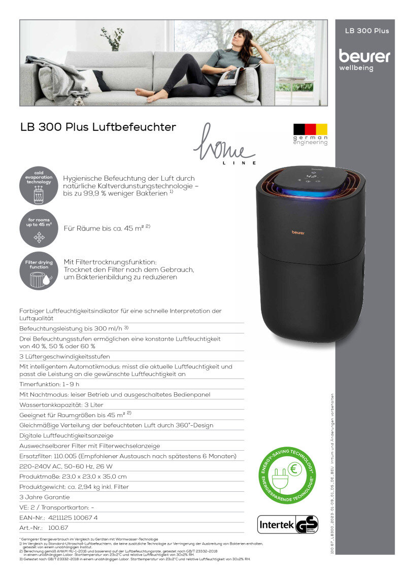 Datenblatt Beurer IB300 Plus