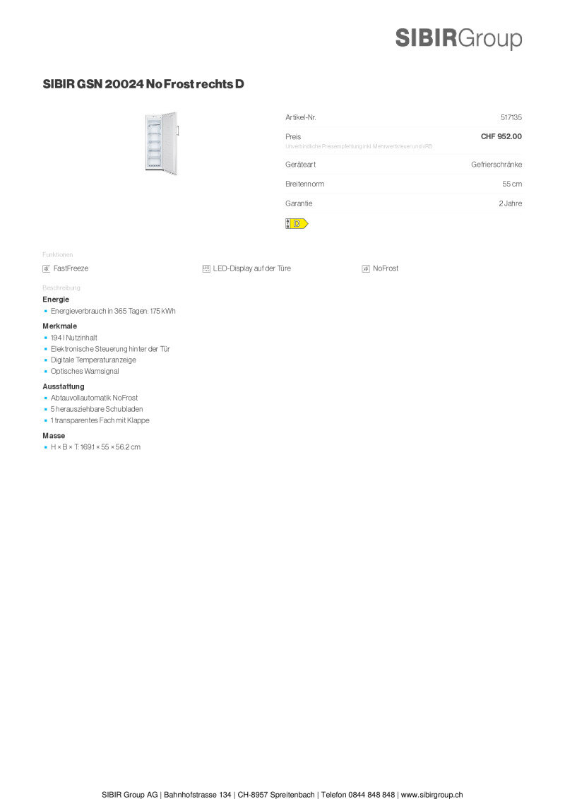 Datenblatt Sibir GSN20024