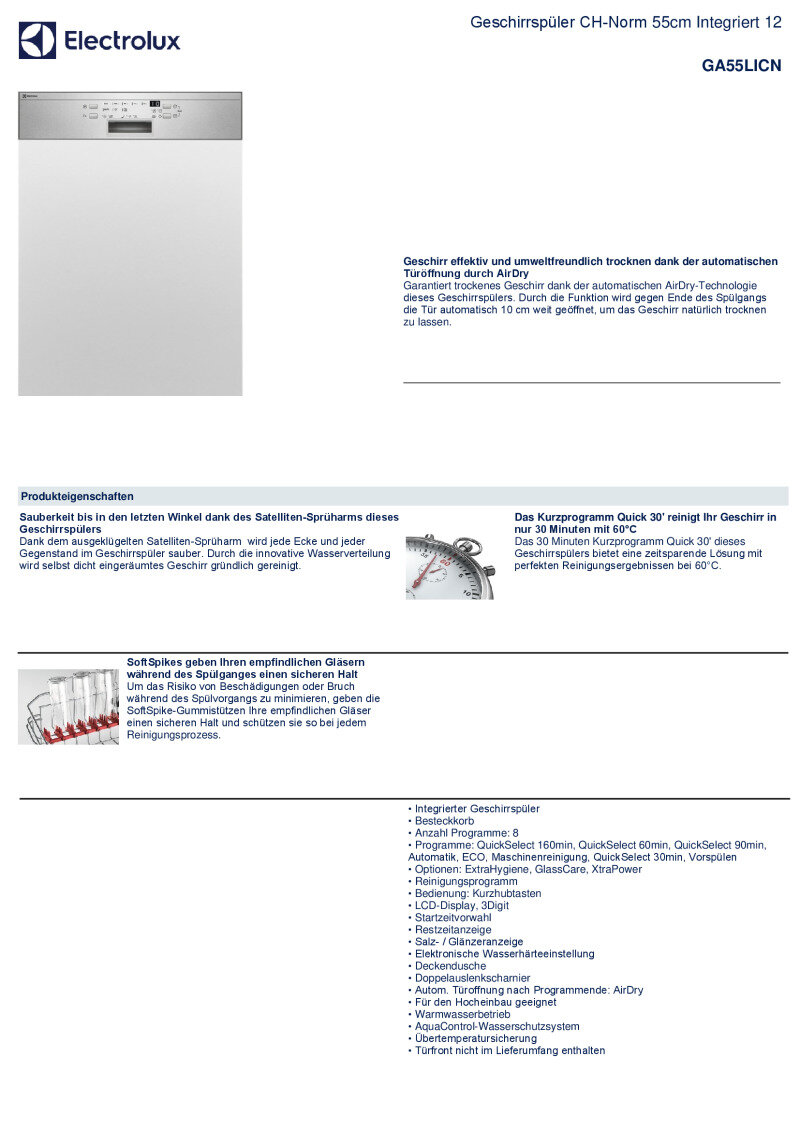 Datenblatt Electrolux GA55Licn