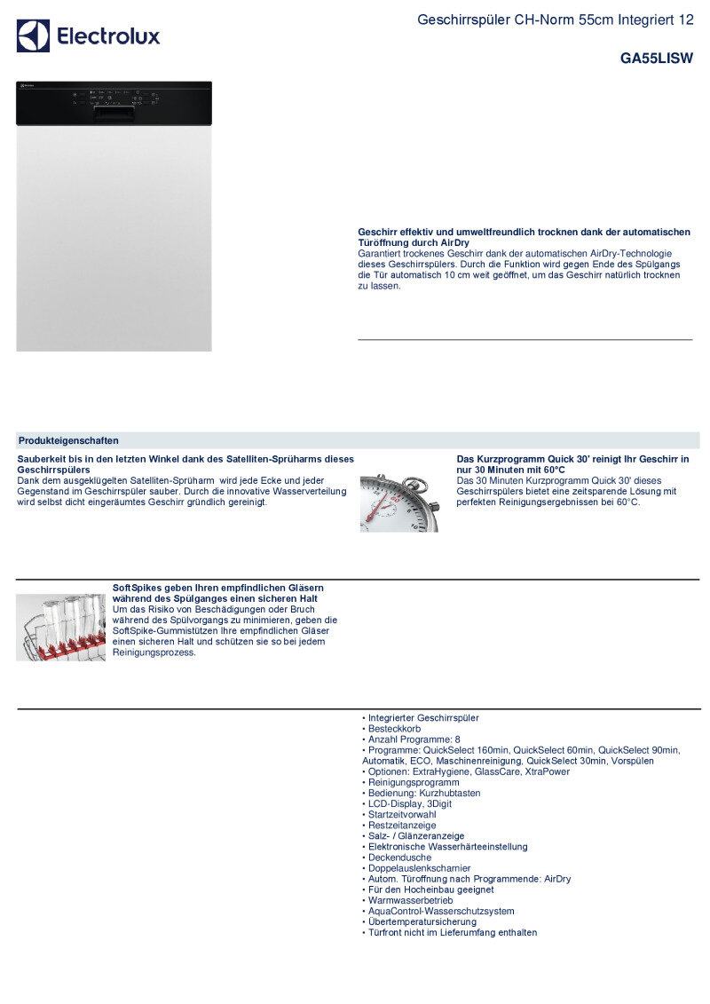 Datenblatt Electrolux GA55Li schwarz