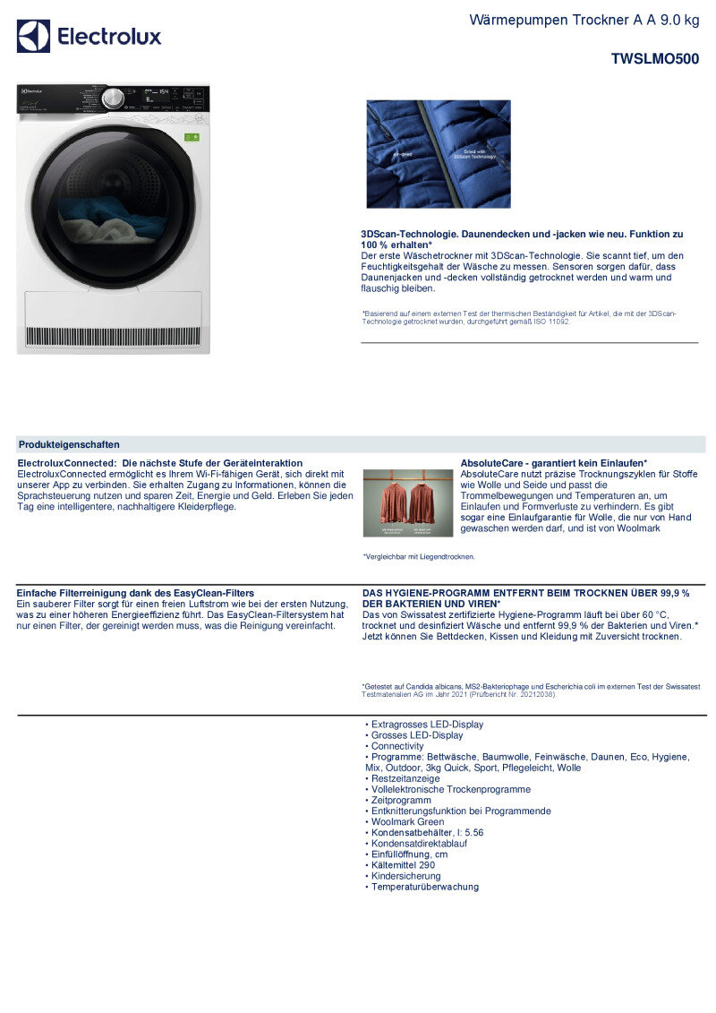 Datenblatt Electrolux TWSLMO500
